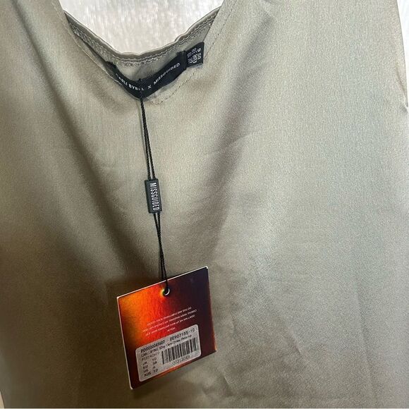 Carli Bybel x Missguided Sage Green Satin Slip Dress Size 6 - Picture 10 of 10